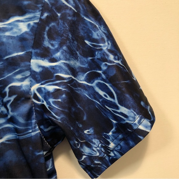 Mossy Oak Fishing Short Sleeve Rash Guard Blues Youth 10-12 New - Picture 7 of 16